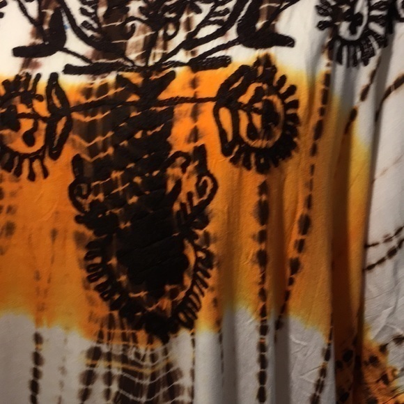 NEW orange/brown tie-dye beach  fringed coverup - Picture 4 of 7